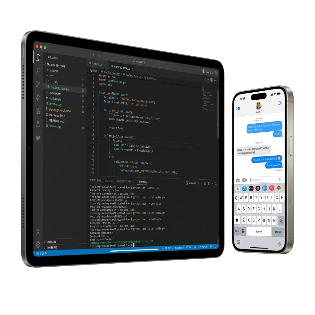 iPad and iPhone showing AI Assistant interface